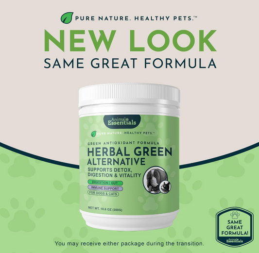 Animal Essentials Herbal Green Alternative for Dogs & Cats - Super Greens Powder Herbal Supplement with Spirulina, Antioxidants, Chlorophyll - 12 Oz AnimalEssentials