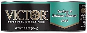 Victor Super Premium Cat Food – Turkey and Salmon Dinner Pâté – Canned Wet Food for Indoor and Outdoor Cats and Kittens - All Breed Sizes and All Life Stages, 24 x 5.5 oz Cans - PAWPICO