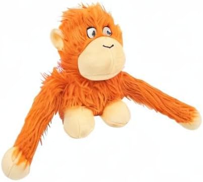 Best Pet Supplies O-Hug-Atan Interactive Squeaky Plush Toy for Small and Medium Breed Puppies or Dogs - O-Hug-Atan (Orange) - PAWPICO