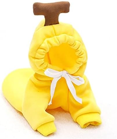 Warm Dog Winter Clothes Cute Fruit Dog Coat Hoodies Fleece Pet Dogs Costume Jacket for French Bulldog Chihuahua Ropa para Perro(Yellow,M) - PAWPICO