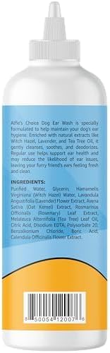 ALFIE'S CHOICE Dog Ear Wash - with Lavender & Tea Tree Oil to Soothes Pet Itchy Ears – Ear Wash for Dogs Cleans Debris and Buildup - Advanced Ear Cleanser for Dogs and Cats 16 fl oz AlfiesChoice