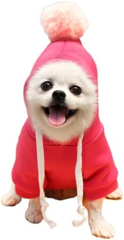 Warm Dog Winter Clothes Cute Fruit Dog Coat Hoodies Fleece Pet Dogs Costume Jacket for French Bulldog Chihuahua Ropa para Perro(1 Rose Red,S) - PAWPICO