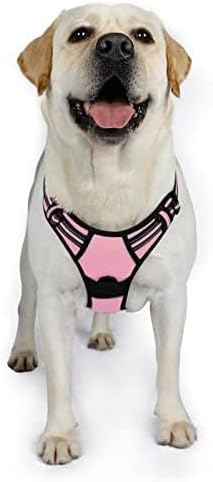 rabbitgoo Dog Harness No Pull with 2 Leash Clips, Adjustable Soft Padded, Reflective Oxford No Choke Pet Vest with Easy Control Handle for Large Dogs, Pink, XL rabbitgoo