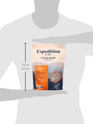 Amazon Brand - Wag Expedition Human Grade Organic Biscuits Dog Treats, Non-GMO, Pumpkin & Chia Seed, 10 oz, Pack of 1 - PAWPICO