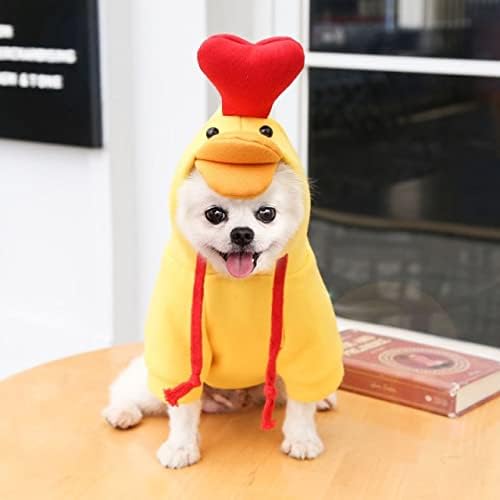 Warm Dog Winter Clothes Cute Fruit Dog Coat Hoodies Fleece Pet Dogs Costume Jacket for French Bulldog Chihuahua Ropa para Perro(5 Yellow Duck,L) - PAWPICO