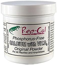 Rep-Cal 52296 Phosphorous-Free Calcium Fine Powder Reptile/Amphibian Supplement with Vitamin D3, 5 oz Rep-Cal