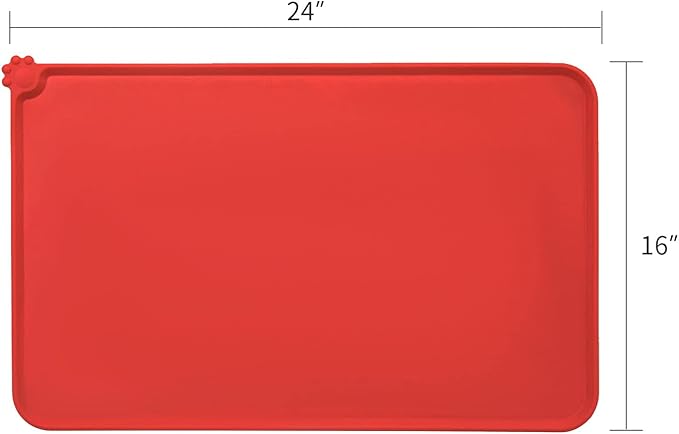 AUDWUD Silicone Waterproof Dog Cat Pet Feeding Mats,Anti Slip Pet Bowl Mats,Pet Feeding Mat, 24" x 16" - PAWPICO