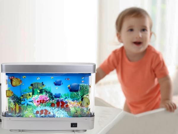 Lightahead Artificial Aquarium: Fascinating Moving Pictures of Fish in Tank Decorative Sensory Aquarium Lamp Virtual Ocean in Motion (Marine Life A) Lightahead%C2%AE