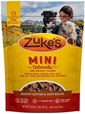 Zuke's Mini Naturals Training Dog Treats Peanut Butter and Oats Recipe - 16 Oz Bag - PAWPICO