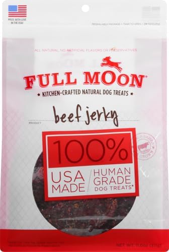 Full Moon Beef Jerky Healthy All Natural Dog Treats Human Grade Made in USA Grain Free 11 oz - PAWPICO