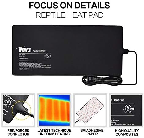 iPower 8 by 18-Inch 24W Reptile Heat Mat, LCD Digital Aquarium Thermometer, Under Tank Warmer Terrarium Heat Pad for Turtles Lizards Frogs and Other Small Animals, Multi Sizes iPower