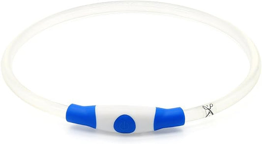 Light up Dog Collar, BSEEN USB Rechargeable Flash Dog Necklace Light, Pet Safety Collar Makes Your Beloved Dogs Be Seen at Night for Small Medium Large Dogs(Blue) - PAWPICO
