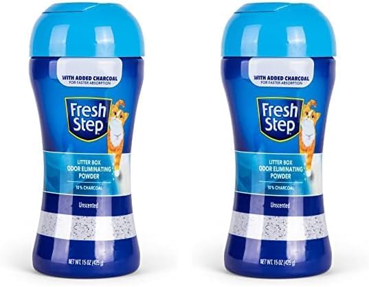 Fresh Step Litter Box Charcoal Odor Eliminating Powder, 15 Ounces Sifting/Pour Cap Unscented | Cat Litter Box Deodorizer Powder | Combats Cat Odors and Neutralizes Smells to Keep Your Home Clean - PAWPICO