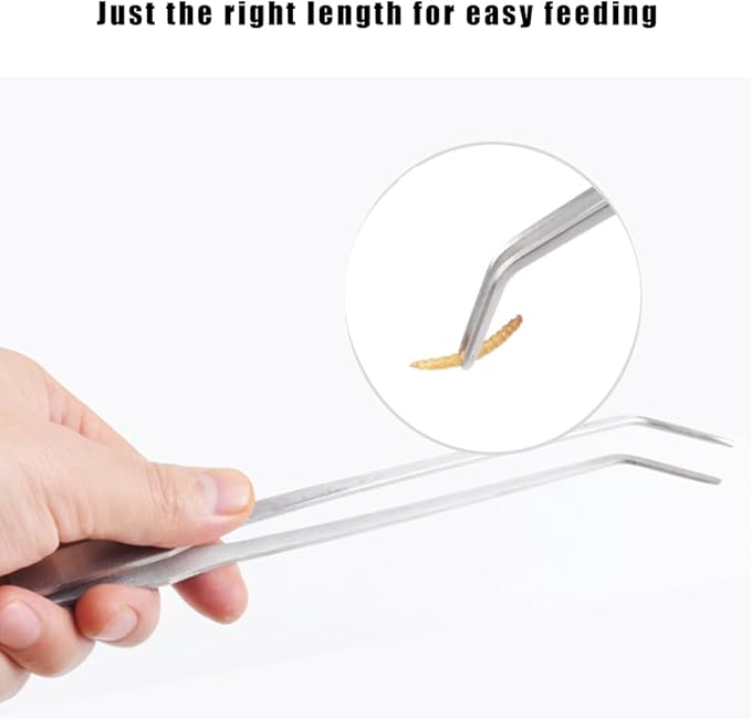 3Pcs Reptile Metal Feeding Tongs, Snake Tank Long Tweezers Fit Bearded Dragon Tarantula Spider Gecko Lizard Frog Turtle Ball Python Aquarium Terrarium PAWPICO