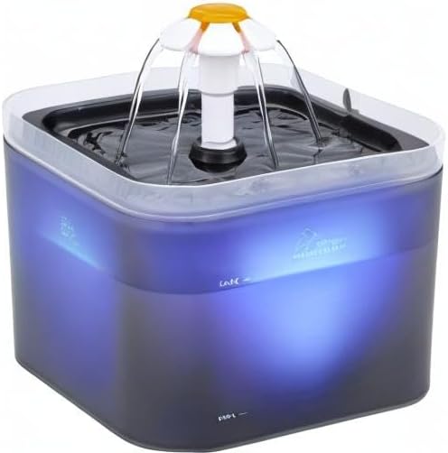 Cat Water Fountain, 67oz/2L Automatic Cat Drinking Fountain, Pet Water Fountain with LED Light and Filter for Cats and Small Dogs (Grey) - PAWPICO