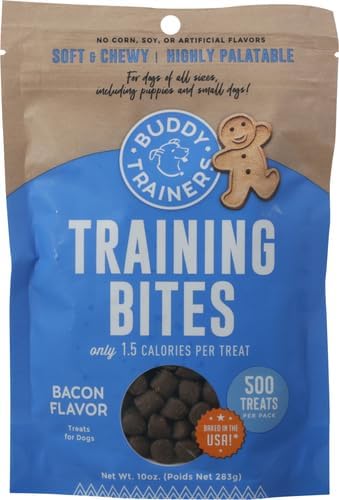 Buddy Biscuits Trainers 10 oz. Pouch of Training Bites Soft & Chewy Dog Treats Made with Bacon Flavor - PAWPICO