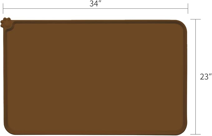AUDWUD Silicone Waterproof Dog Cat Pet Feeding Mats,Anti Slip Pet Bowl Mats,Pet Feeding Mat, 34" x 23" - PAWPICO