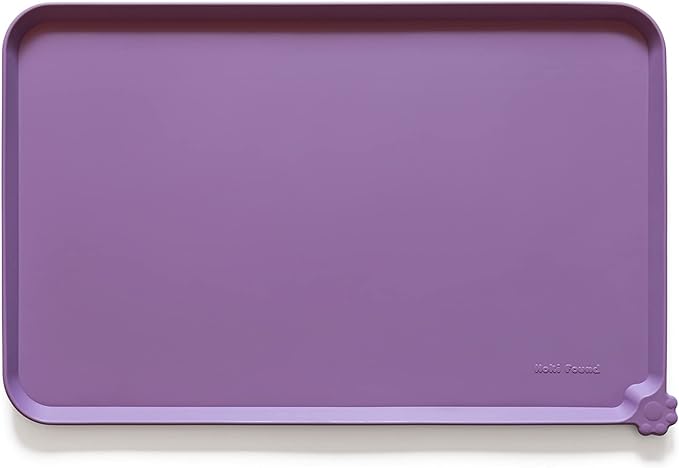 Hoki Found Large Silicone Pet Food Mats Tray with Higher Lips - Non Slip Pet Dog Cat Bowl Mats Placemat - Dog Pet Cat Feeding Mat - Waterproof Dog Cat Food Mats -Pet Water Mats for Floors -Amethyst - PAWPICO