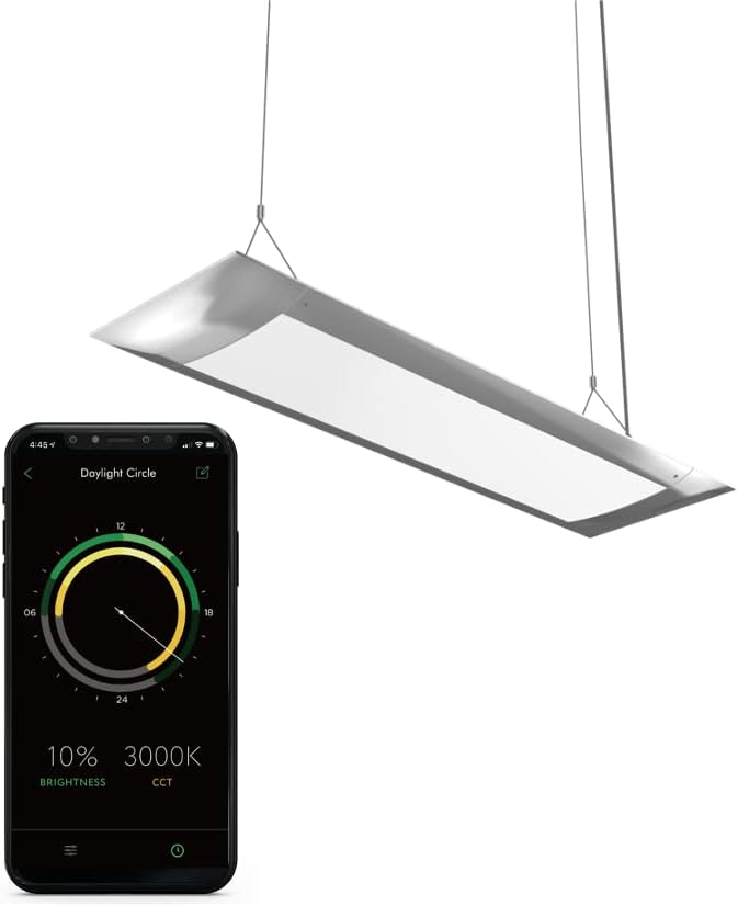 ONF Flat One+ 24-inch 24/7 Automated LED Aquarium Light, 3000-6500K Yellow White LED, Mobile APP Remote Controlled, Dimmable Full Spectrum Sunrise/Set for Plant Growth, Pendant Style for Fish Tank ONF