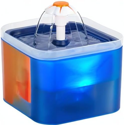 Cat Water Fountain Blue Flower: Cat Fountain Cute - 67oz/2L Small Pet Water Fountain - Water Bubbler for Pets -Pet Water Fountains for Cats Indoor -AONBOY Pet Fountain for Kitten&Kitty& Small Dogs - PAWPICO