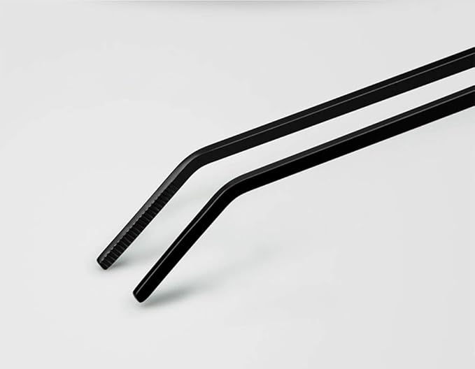 15 inch Black Curved Aquarium Tweezers Stainless Steel Curved Tweezer with Carbonation Protection Coating Against Rust Long Reptiles Feeding Tongs for Aquatic Plants Lizards Spider Snakes EvaGO