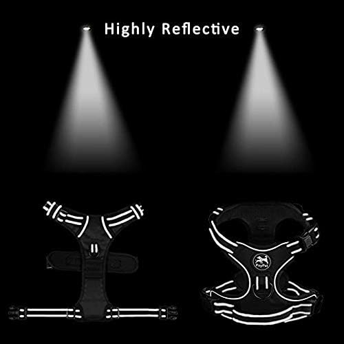 PoyPet No Pull Dog Harness, No Choke Front Lead Dog Reflective Harness, Adjustable Soft Padded Pet Vest with Easy Control Handle for Small to Large Dogs(Light Blue,XS) PoyPet