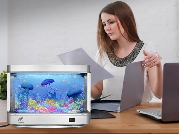 Lightahead Artificial Jellyfish Decorative Sensory Aquarium LED Lamp Virtual Ocean in Motion Night Light Decoration Lightahead%C2%AE