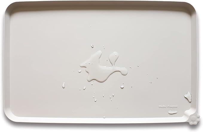 Hoki Found L Silicone Pet Food Mats Tray - Non Slip Pet Dog Cat Bowl Mats Placemat - Dog Pet Cat Feeding Mat - Waterproof Dog Cat Food Mats -Pet Water Mats for Carpet -Cream Brown - PAWPICO