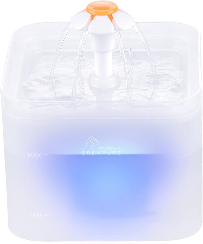 Cat Water Fountain, 67oz/2L Automatic Cat Drinking Fountain, Pet Water Fountain with LED Light and Filter for Cats and Small Dogs (Clear) - PAWPICO