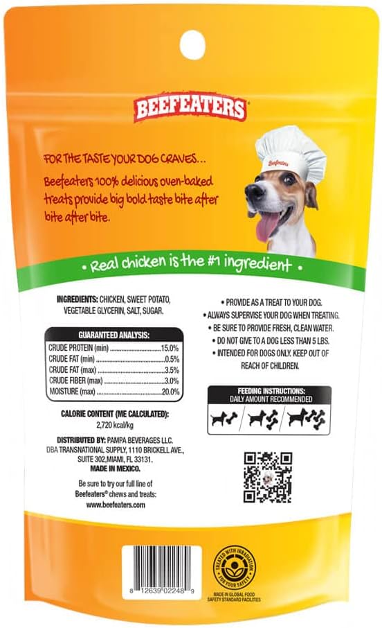 Beefeaters Dog Treats - Sweet Potato Wrapped with Chicken 2oz, Case of 12 | Dog Food No Corn/Wheat/Soy/Gluten | Low Fat, Grain-Free, Training & Rewards | Dog Training Treats for All Dog Sizes - PAWPICO