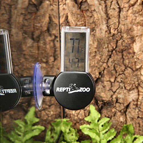 REPTI ZOO Reptile Terrarium Thermometer Hygrometer Digital LCD Display Pet Rearing Box Reptiles Tank Thermometer Hygrometer with Suction Cup REPTIZOO