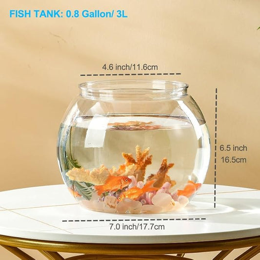 Newpol 0.8 Gallon Plastic Aquarium Betta Fish Tank, Small Fish Tank Starter Kits, Mini Fish Bowls Newpol