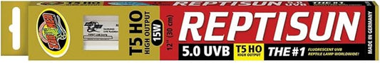 Zoo Med 26042 Reptisun 15W 5.0 T5-Ho Uvb Fluorescent Daylight White Lamp, 12" ZooMed