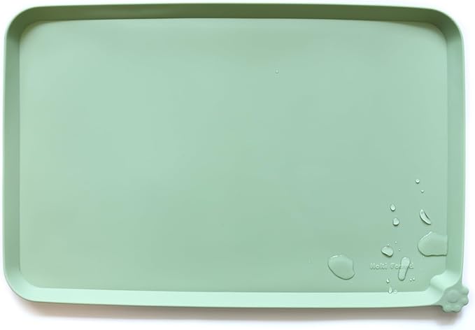 Hoki Found X-Large Silicone Pet Food Mats Tray - Non Slip Pet Dog Cat Bowl Mats Placemat - Dog Pet Cat Feeding Mat - Waterproof Dog Cat Food Mats -Pet Water Mats for Carpet - Jade - PAWPICO