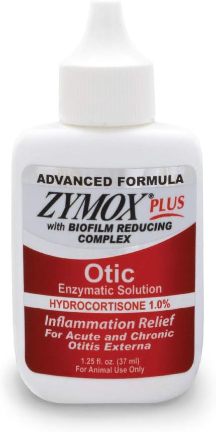 Zymox Advanced Formula Otic Plus Enzymatic Ear Solution for Dogs and Cats with 1% Hydrocortisone, 1.25oz ZYMOX