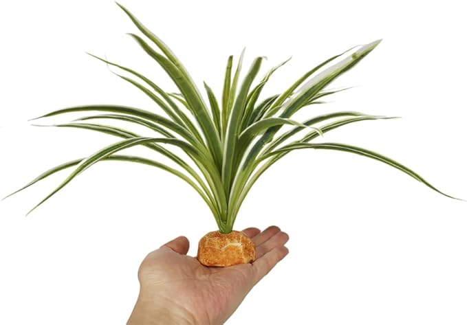 Artificial Spider Plants, Reptile Terrarium Decor, Bearded Dragon Tank Accessories fit Crested Gecko Leopard Lizard Chameleon Ball Python Snake Frog WOLEDOE