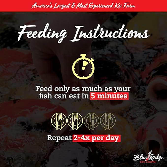 Blue Ridge Koi Fish Food 14lb - Koi Food 3/16” Large and Mini Blend Growth Formula, Goldfish Food, Premium Fish Food for Ponds, Ponds Fish Food, Floating Pond Pellets BlueRidgeFishHatchery