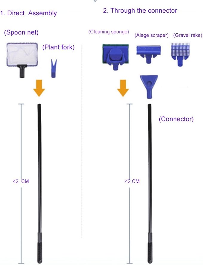 GreenJoy Aquarium Fish Tank Cleaning Kit Tools Algae Scrapers Set 5 in 1 & Fish Tank Gravel Cleaner - Siphon Vacuum for Water Changing and Sand Cleaner (Cleaner Set) GreenJoy