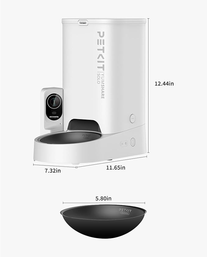 PETKIT Automatic Pet Feeder with Camera, 1080P HD Video with Night Vision, 2.4G WiFi Cat Dog Feeder with 2-Way Audio,Smart App Control Pet Dry Food Dispenser for Cats and Dogs with Non-Stick Food Bowl - PAWPICO