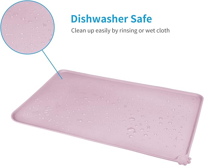 AUDWUD Silicone Waterproof Dog Cat Pet Feeding Mats,Anti Slip Pet Bowl Mats,Pet Feeding Mat, 24" x 16" - PAWPICO