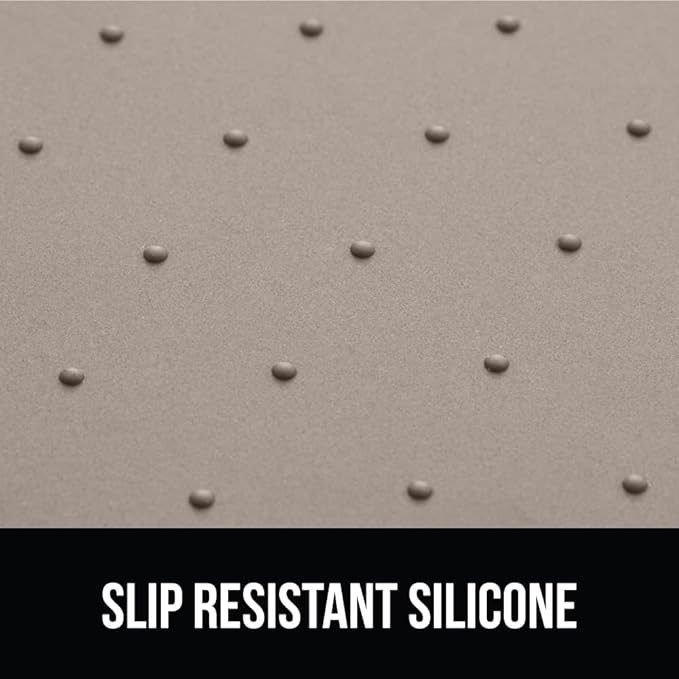 Gorilla Grip 100% Waterproof Raised Edge BPA Free Silicone Pet Feeding Mat, Dog Cat Food Mats Contain Spills Protects Floors, Placemats for Cats and Dogs Water Bowl, Pets Accessories 16x10, Beige - PAWPICO