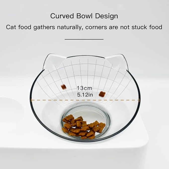 Marchul Tilted Cat Food Bowl with Feeding Mat for Food and Water, Food Feeding Dishes for Raised Cats and Puppies - PAWPICO