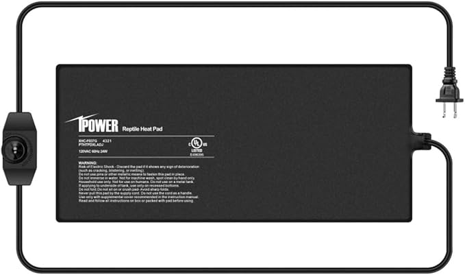 iPower 8 by 18 Inch Reptile Heating Pad with Temperature Adjustable Controller Knob, Under Tank Warmer Terrarium Heat Mat for Reptiles and Amphibians iPower
