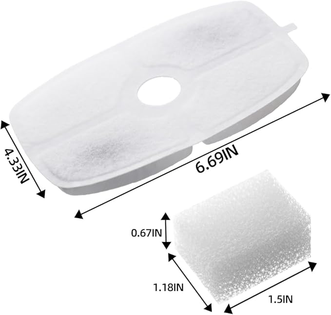 furrybaby Carbon Replacement Filters for Cat and Dog Fountain, Premium Pet Water Fountain Dispenser Filters (6 Packs for Rectangular White) - PAWPICO