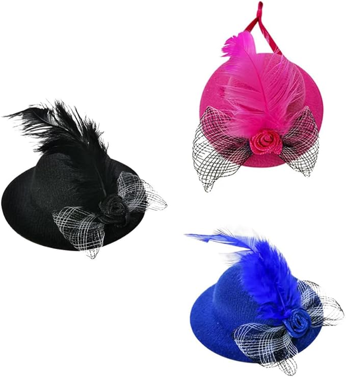 3Pcs Chicken Hats for Hen Small Helmets for Real Chicken Pet Chicken Top Hat with Adjustable Elastic Chin Strap Chicken Accessories Halloween Animal Costumes Hat for Bird, Black Rose Blue, LXLVOUEG LXLVOUEG