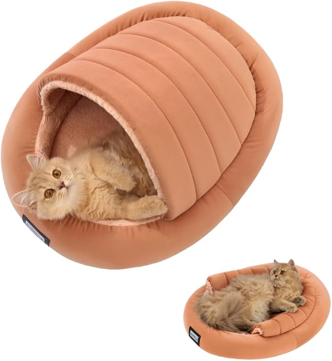 Balance 2 in 1 Cat Bed Cave for Kittens and Small Dogs, Cat Tents for Indoor Cats, Covered Cat Beds with Removable Cushion, Calming Cat Nest, Cat Hideaway, Washable Cat House with Non-Slip Bottom - PAWPICO