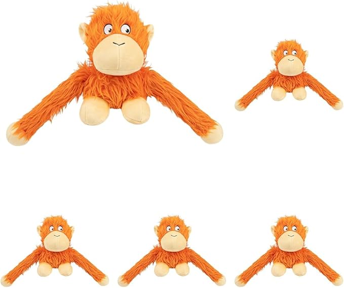 Best Pet Supplies O-Hug-Atan Interactive Squeaky Plush Toy for Small and Medium Breed Puppies or Dogs - O-Hug-Atan (Orange) (Pack of 5) - PAWPICO