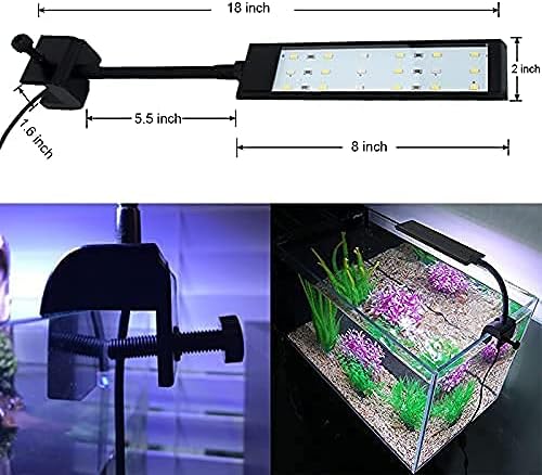 Fish Tank Clip on Light, VARMHUS RGB Clamp Aquarium Light Fish and Plant Aquarium Lighting with Timer Dimmer for Sunrise and Sunset (7W) VARMHUS