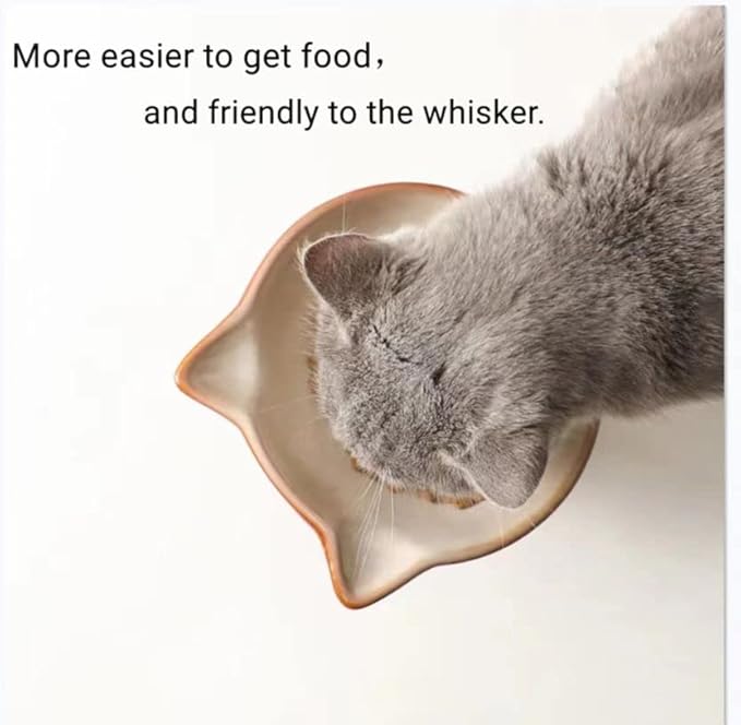 Nihow Elevated Cat/Dog Bowls: 6.25 Inch Ceramic Raised Cat Food & Water Bowl Set for Protecting Pet's Spine - Feeding & Watering Supplies for Cat/Small Size Dog - Elegant Brown (6.8 OZ /1 PC) - PAWPICO