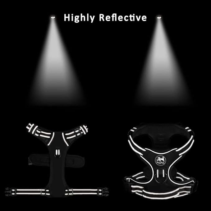 PoyPet No Pull Dog Harness, No Choke Front Clip Dog Reflective Harness, Adjustable Soft Padded Pet Vest with Easy Control Handle for Small to Large Dogs(Green,L) PoyPet